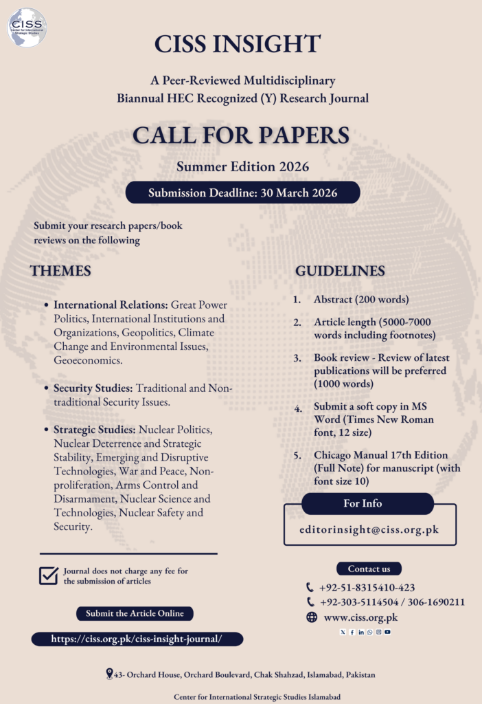 Call for Papers – CISS Insight: Journal of Strategic Studies 2026