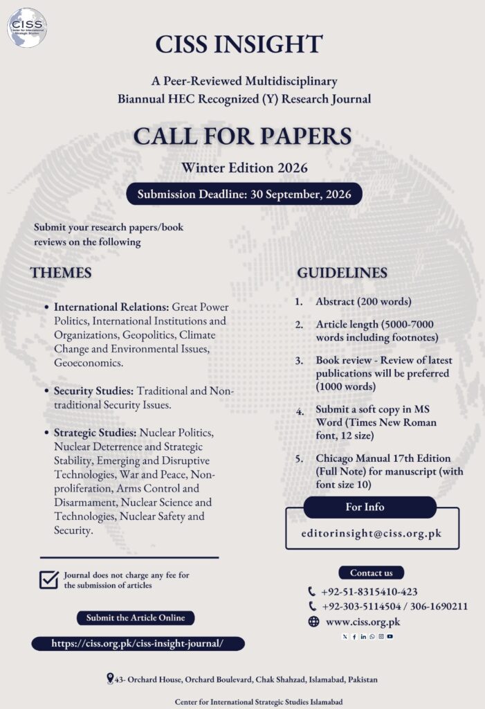 Call for Papers Winter 2026 – CISS Insight: Journal of Strategic Studies